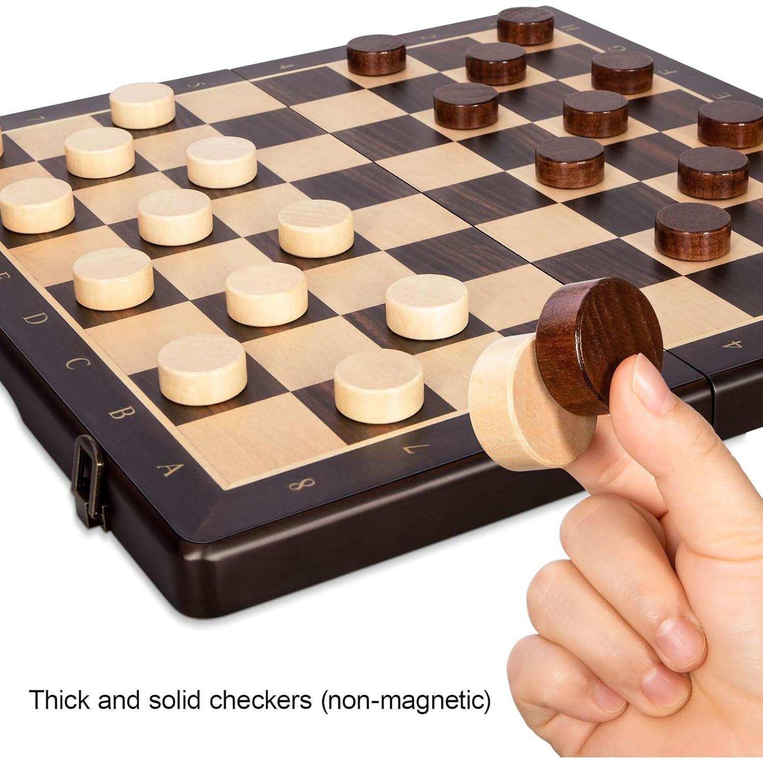 Juego de Ajedrez y Damas Magnético BIVOMON 2 en 1 Plegable