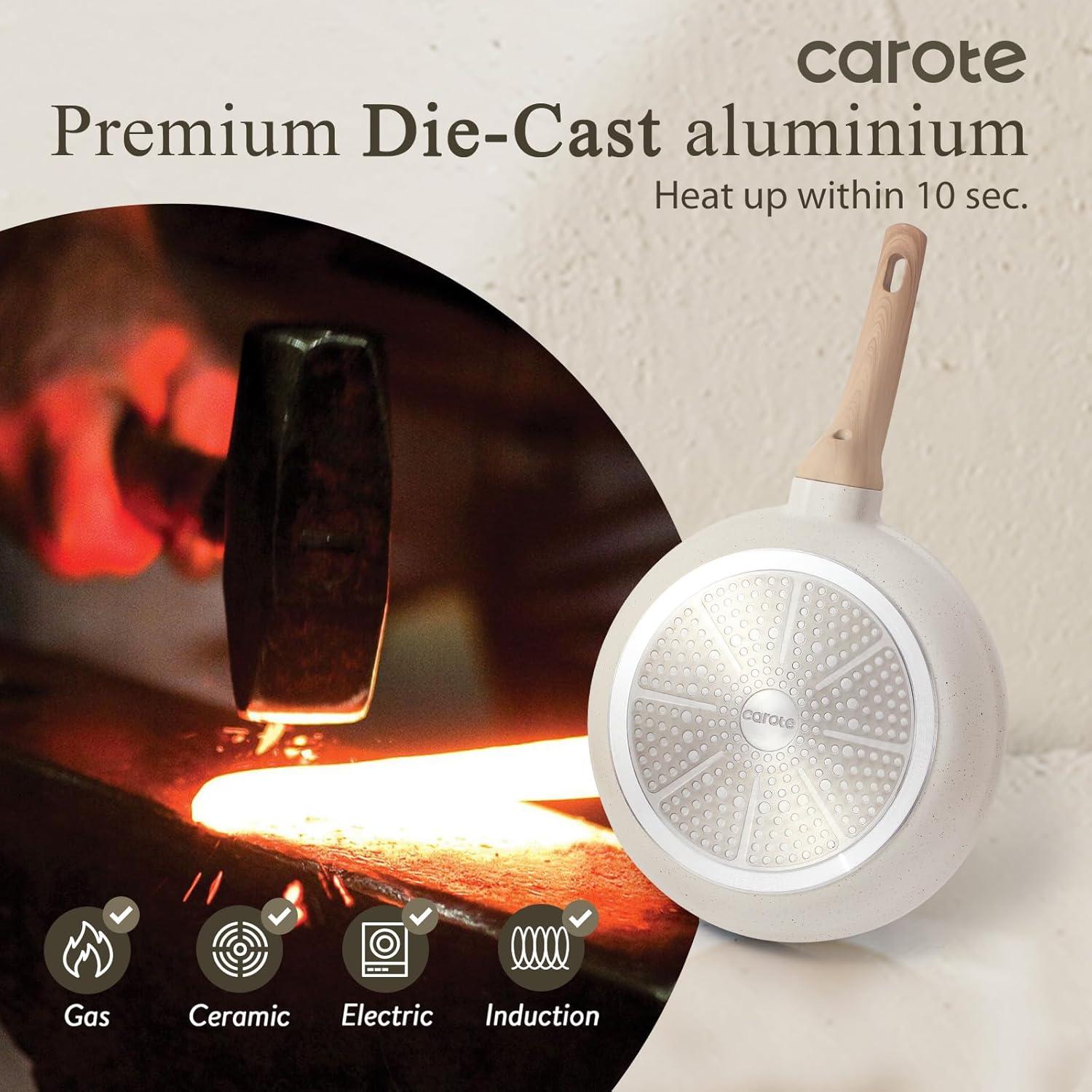 Sartén Antiadherente CAROTE 25 cm con Tapa de Vidrio