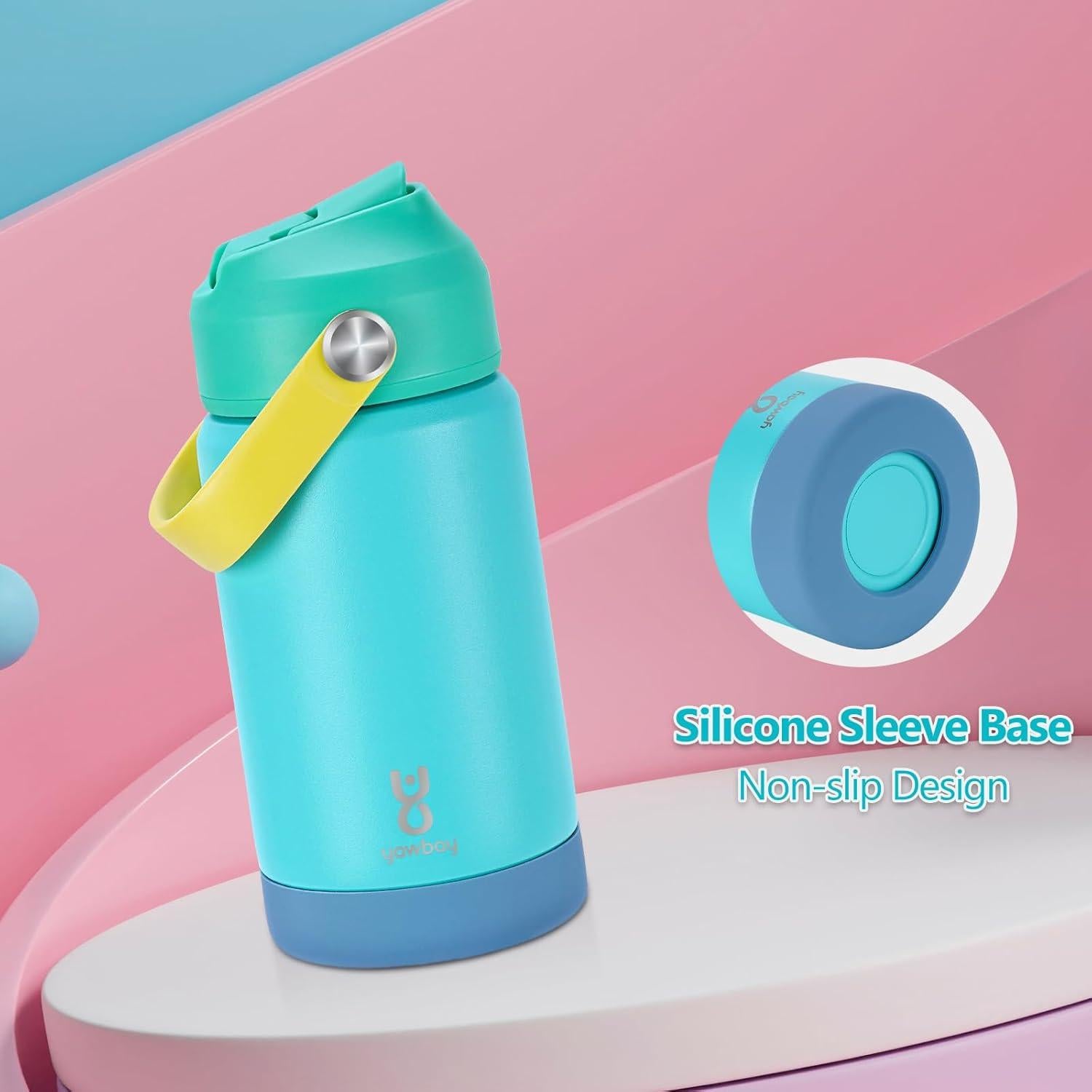 Botella de Agua Aislada Yawbay 354 ml con Tapa de Pajita