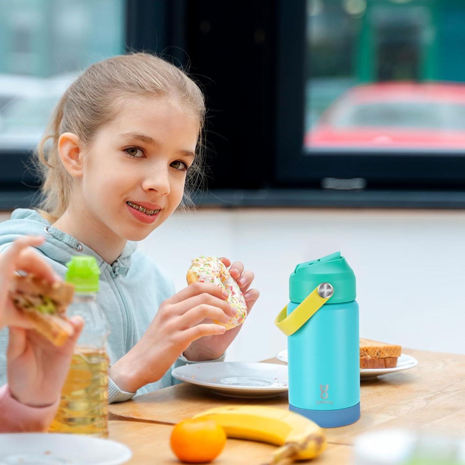 Botella de Agua Aislada Yawbay 354 ml con Tapa de Pajita