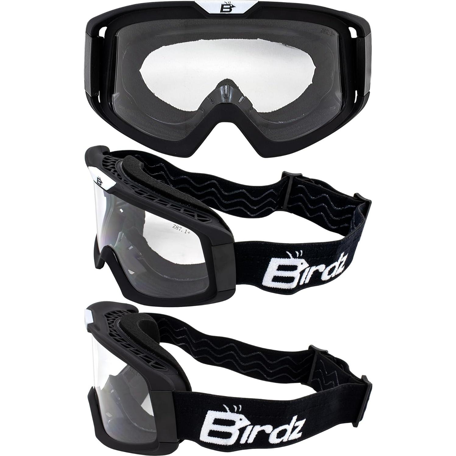 Gafas de moto OTG Birdz Pelican Negro-Claro con lente clara