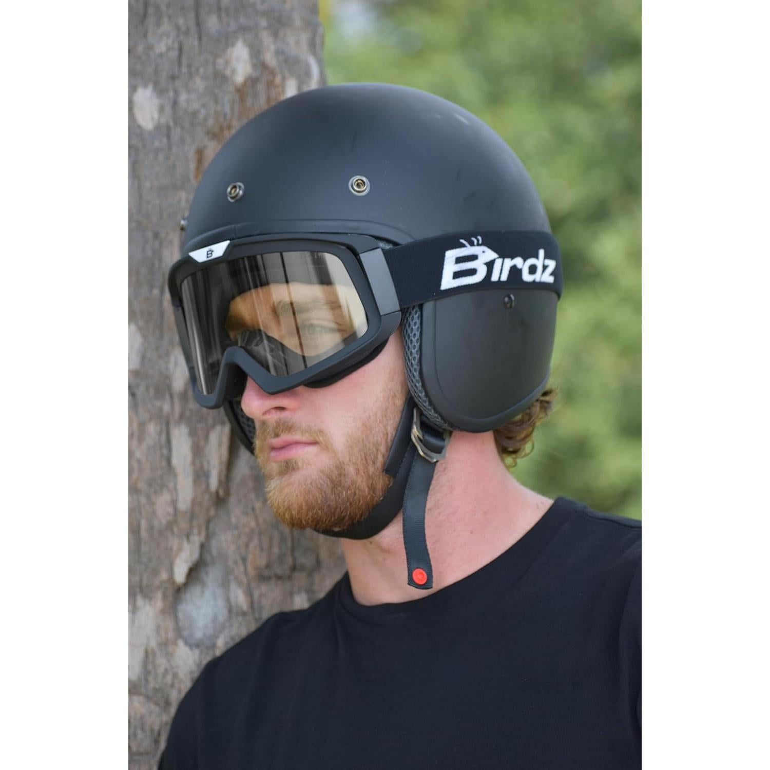 Gafas de moto OTG Birdz Pelican Negro-Claro con lente clara