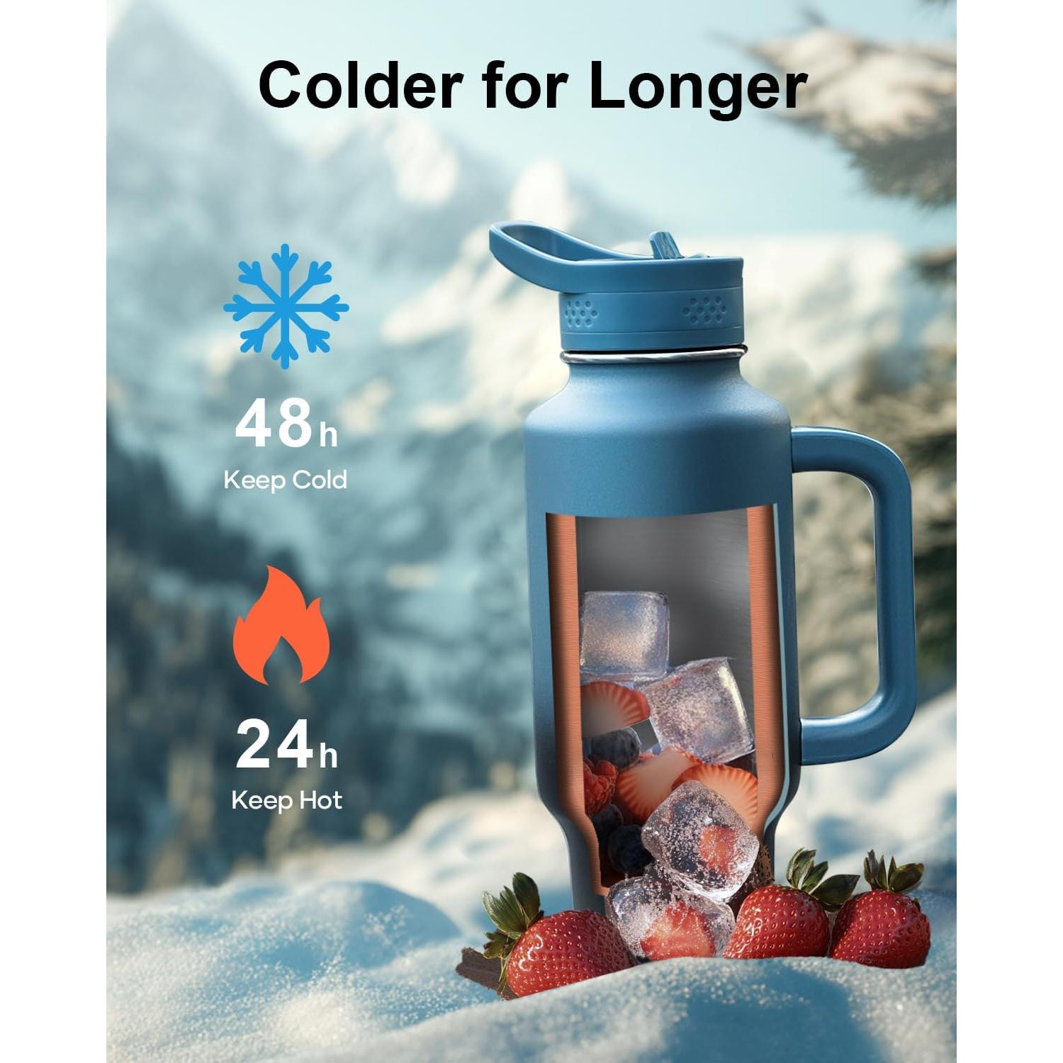 Vaso Aislado BUZIO 1.13kg 40oz con Asa y Pajilla Indigo