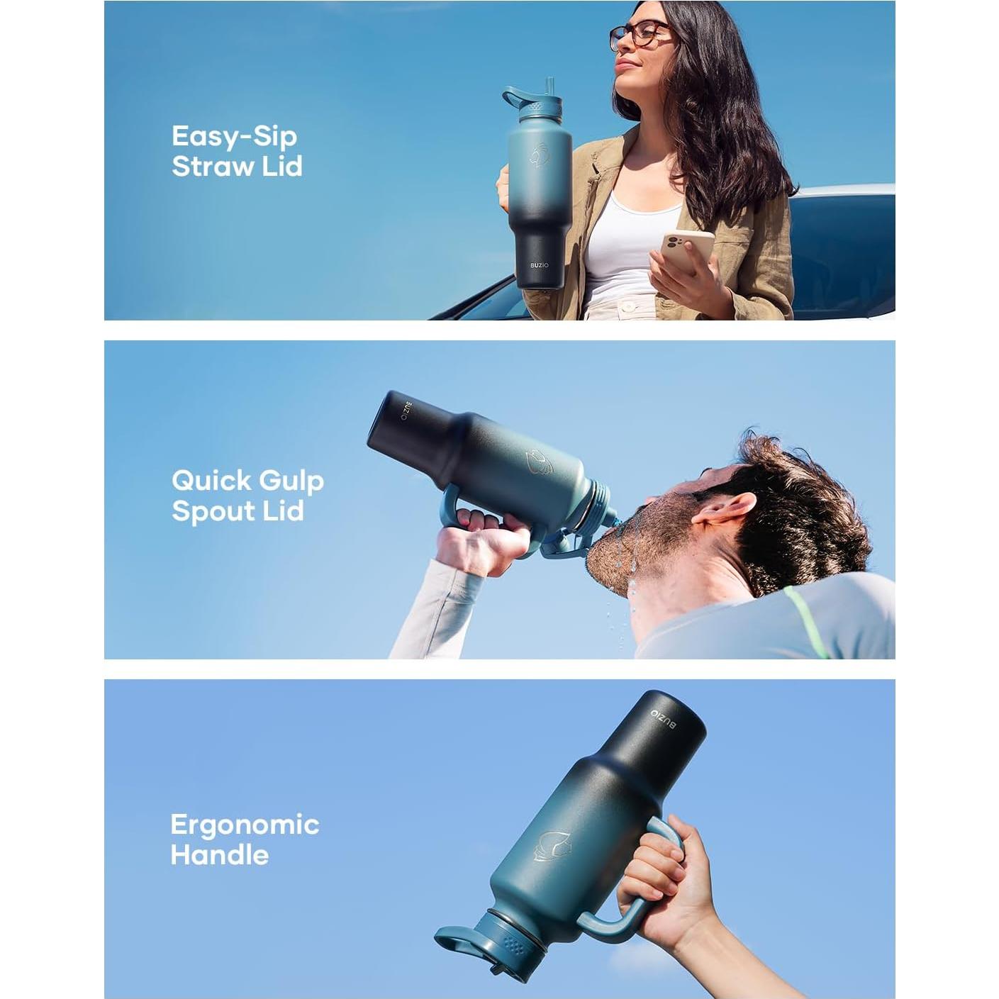 Vaso Aislado BUZIO 1.13kg 40oz con Asa y Pajilla Indigo