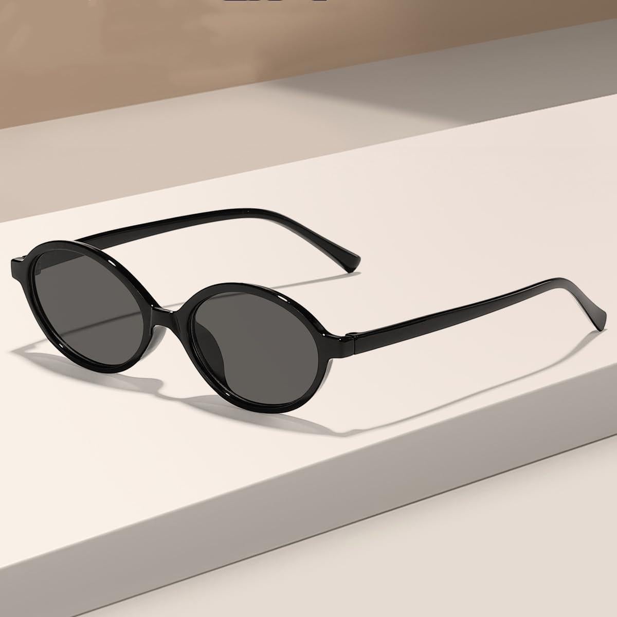 Gafas de sol ovaladas retro IKANOO UV400 unisex negras