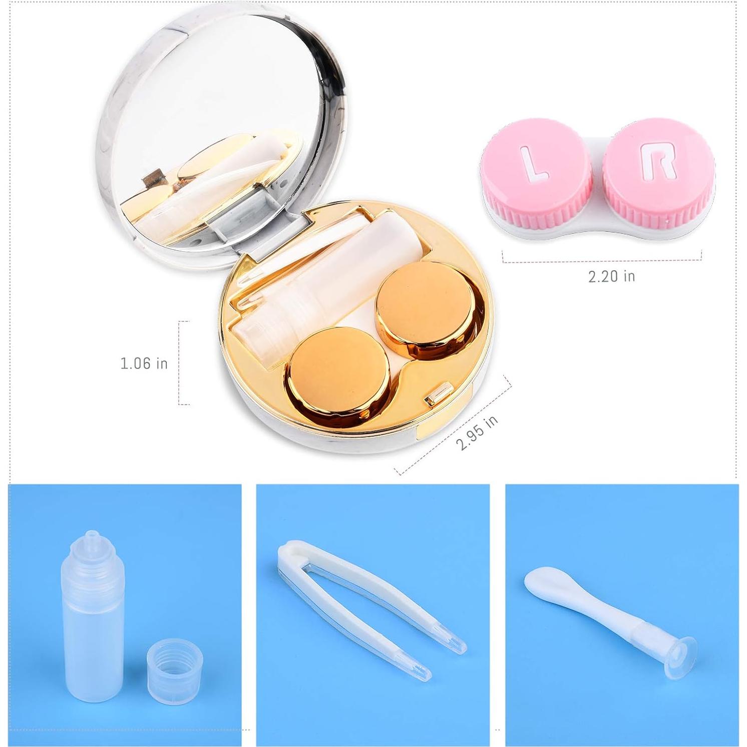 Estuche de Lentes de Contacto Cauyuan Portátil con Espejo