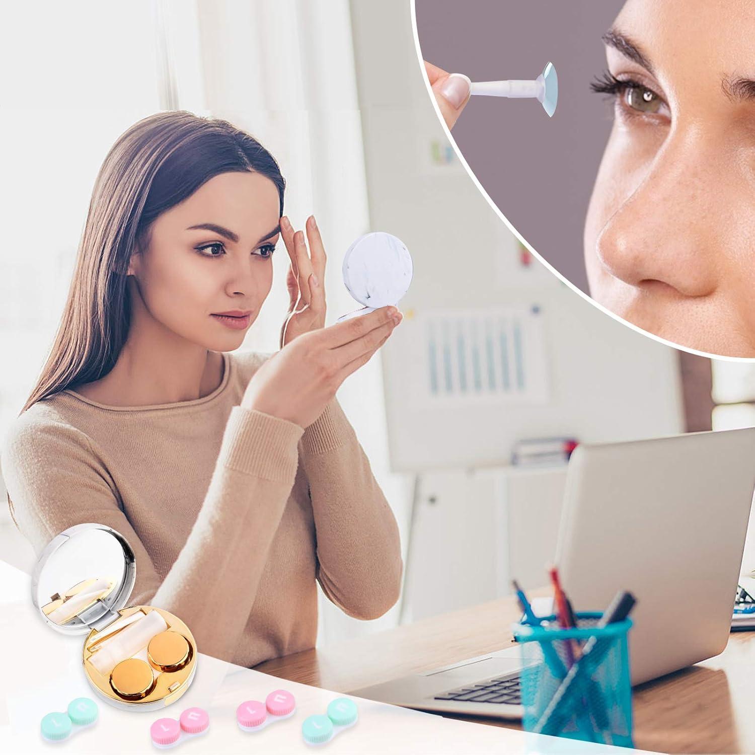 Estuche de Lentes de Contacto Cauyuan Portátil con Espejo