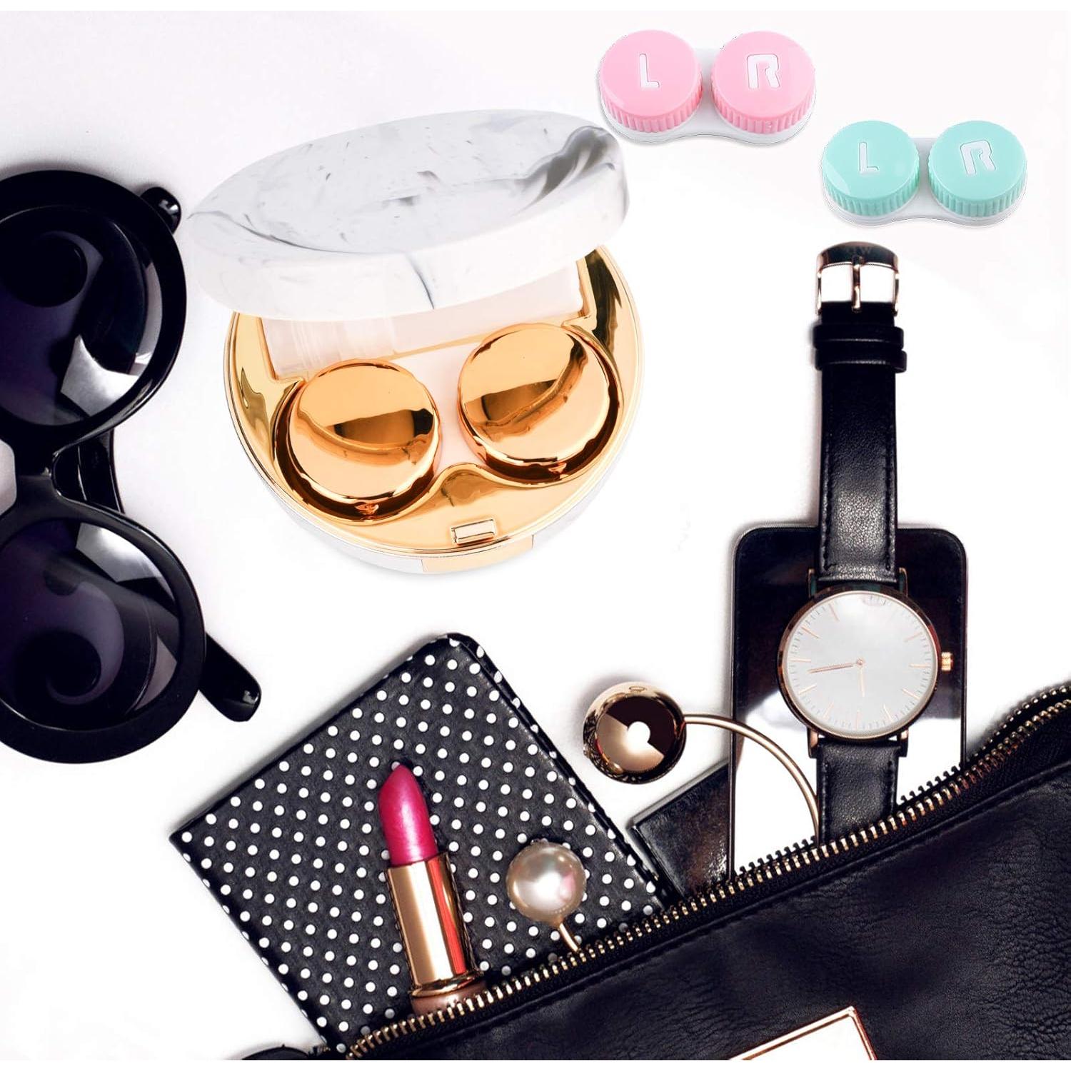 Estuche de Lentes de Contacto Cauyuan Portátil con Espejo