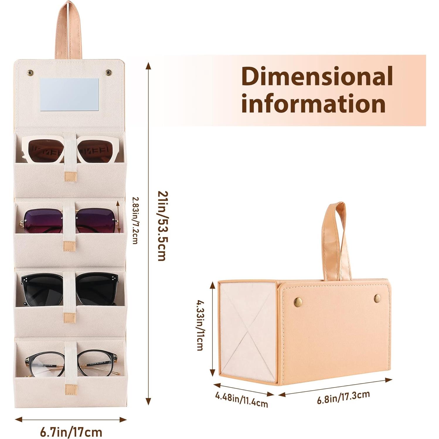 Organizador de Gafas de Sol Muf Travel 4 Ranuras Cuero Albaricoque