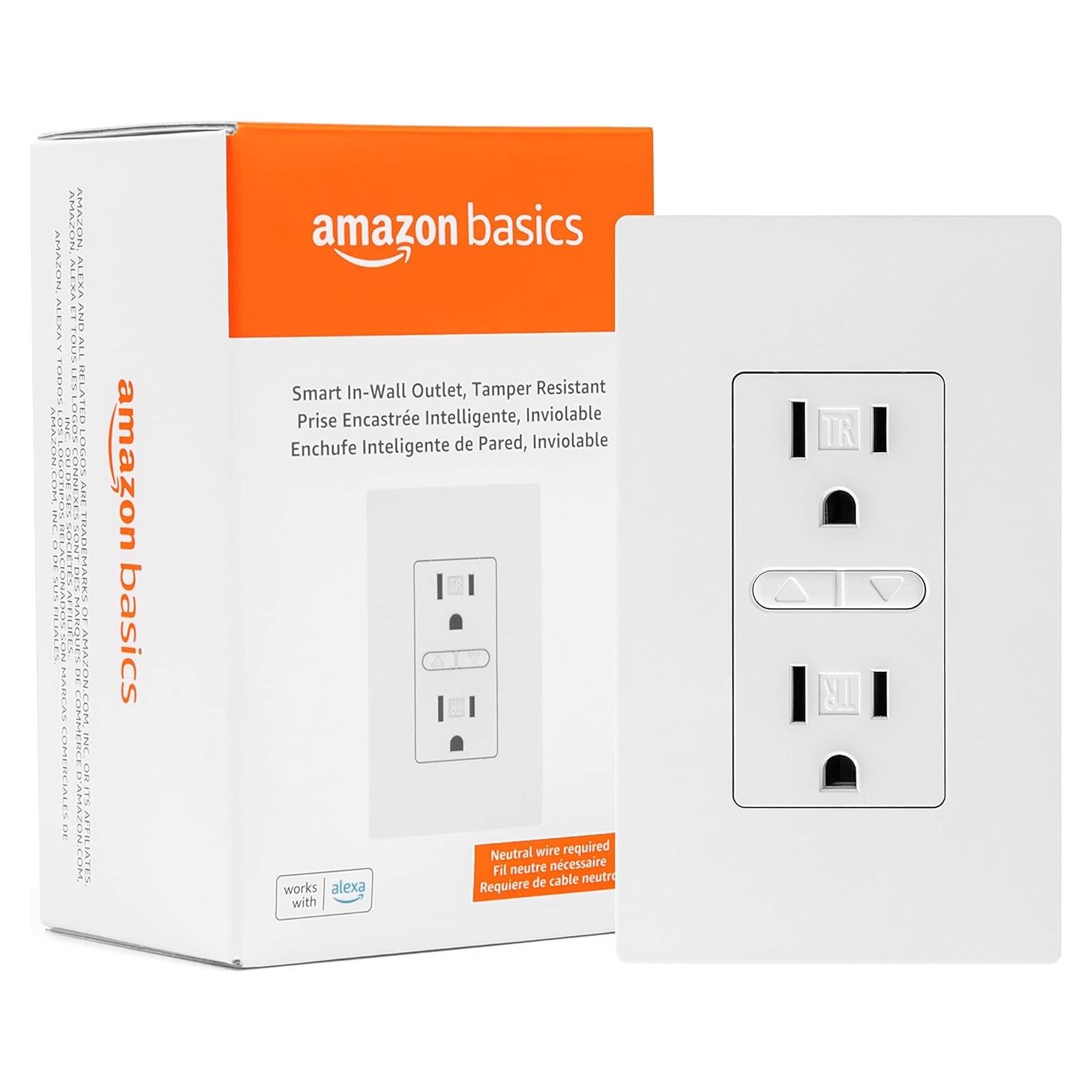 Enchufe Inteligente Amazon Basics Empotrado Wi-Fi 2.4 GHz