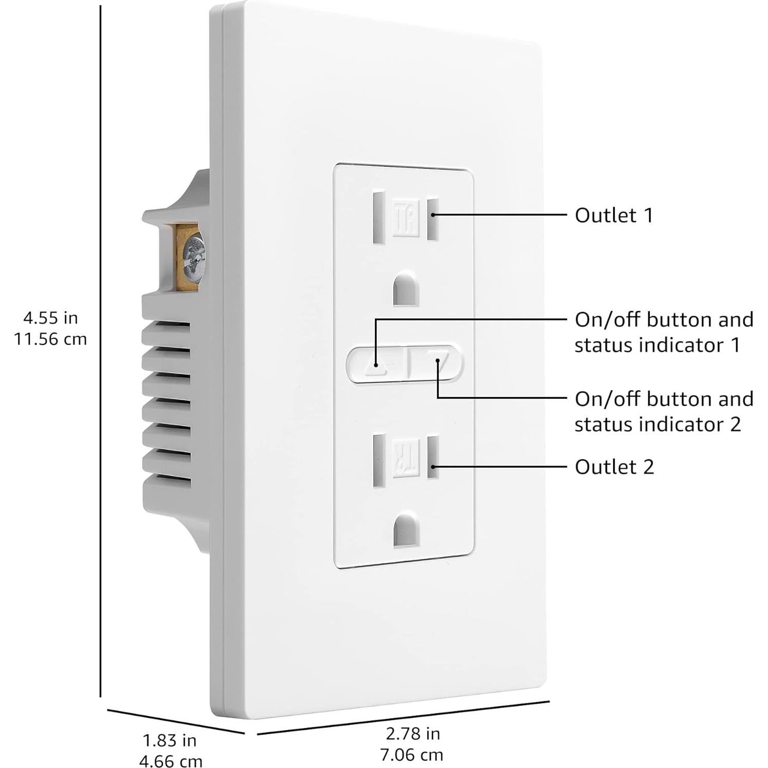 Enchufe Inteligente Amazon Basics Empotrado Wi-Fi 2.4 GHz