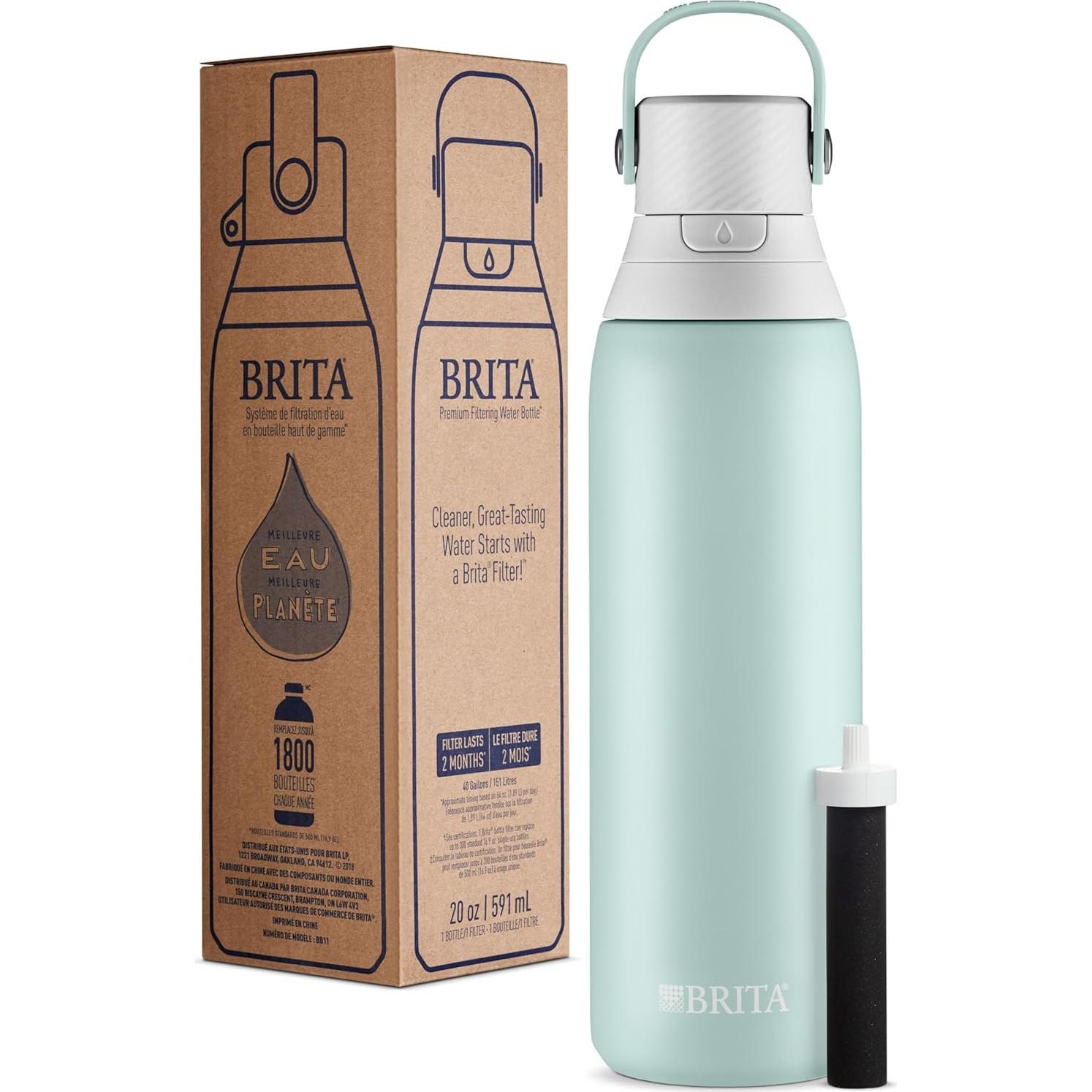 Botella Filtrante Brita de Acero Inoxidable 600 ml Aislada