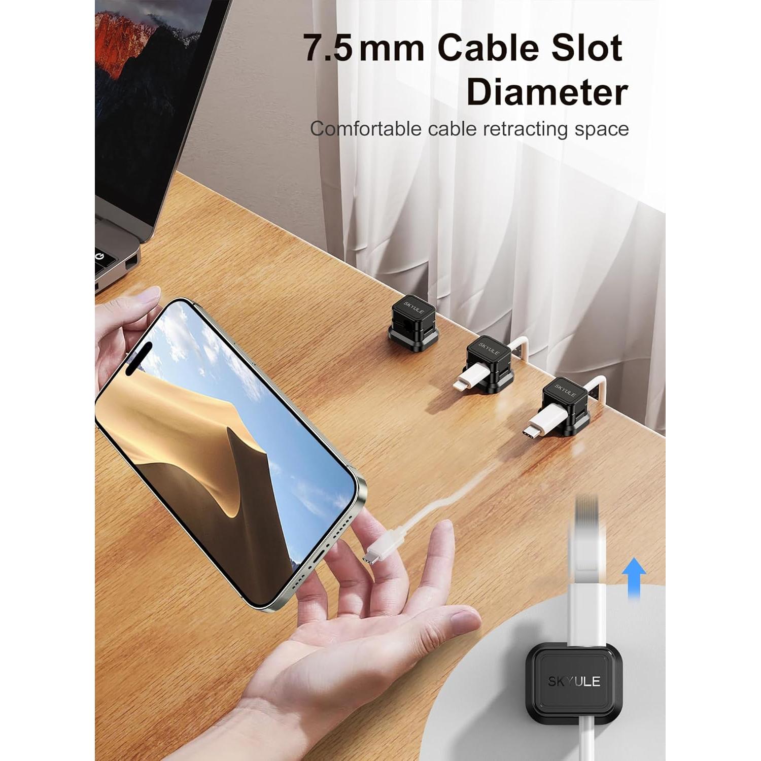 6 Organizadores de Cables SKYULE con Interruptor de Bloqueo Negro