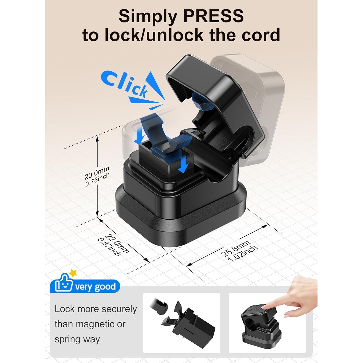 6 Organizadores de Cables SKYULE con Interruptor de Bloqueo Negro
