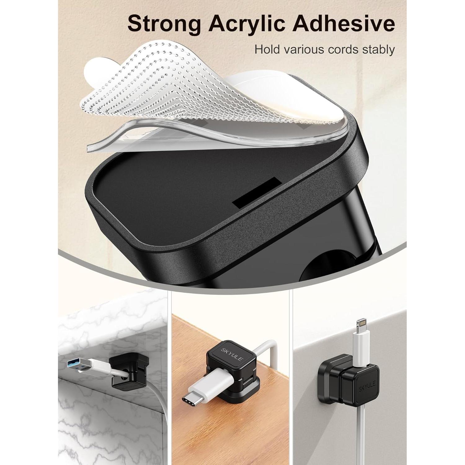 6 Organizadores de Cables SKYULE con Interruptor de Bloqueo Negro