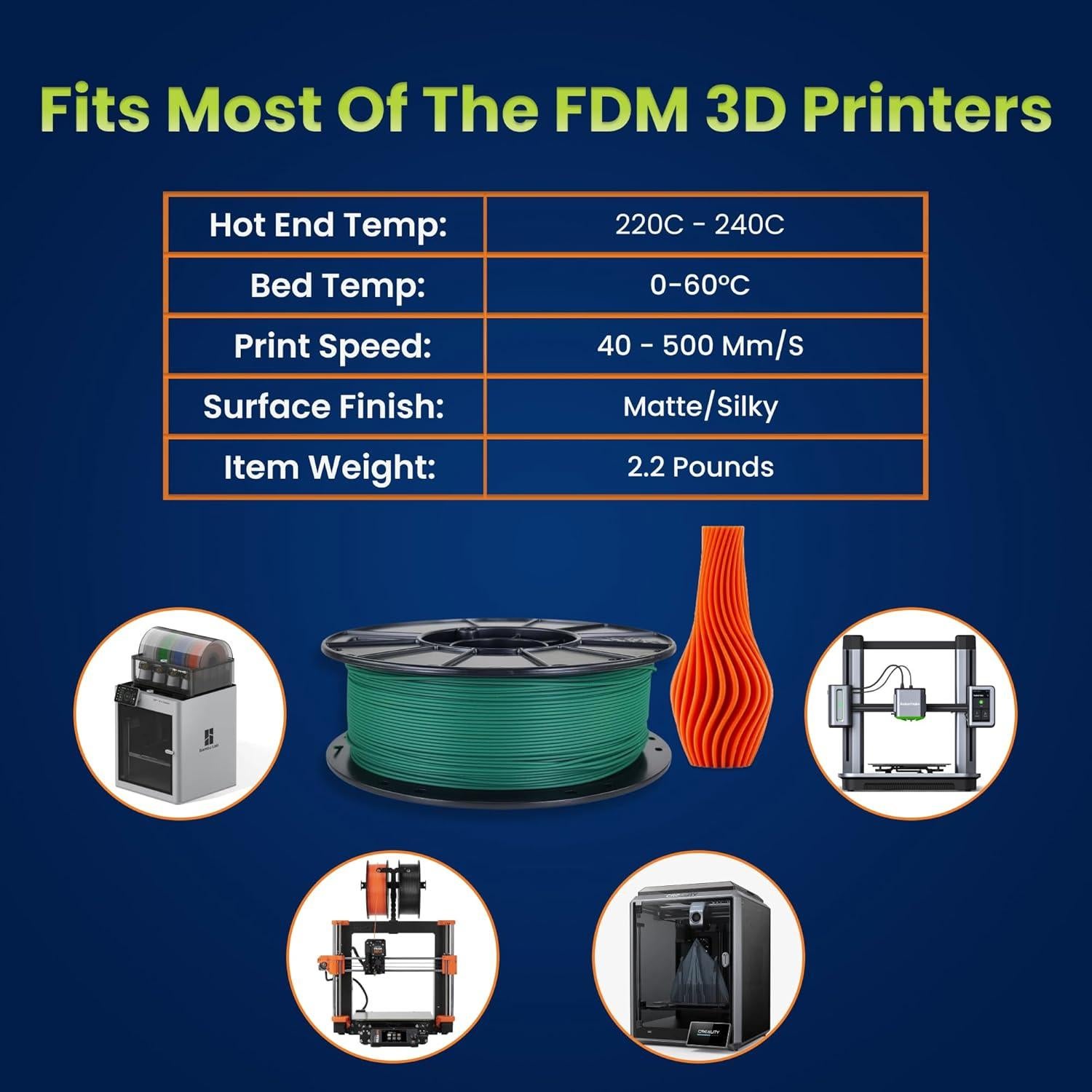 Filamento 3D-Fuel Tough Pro PLA+ 1.75mm 1kg Verde Bosque