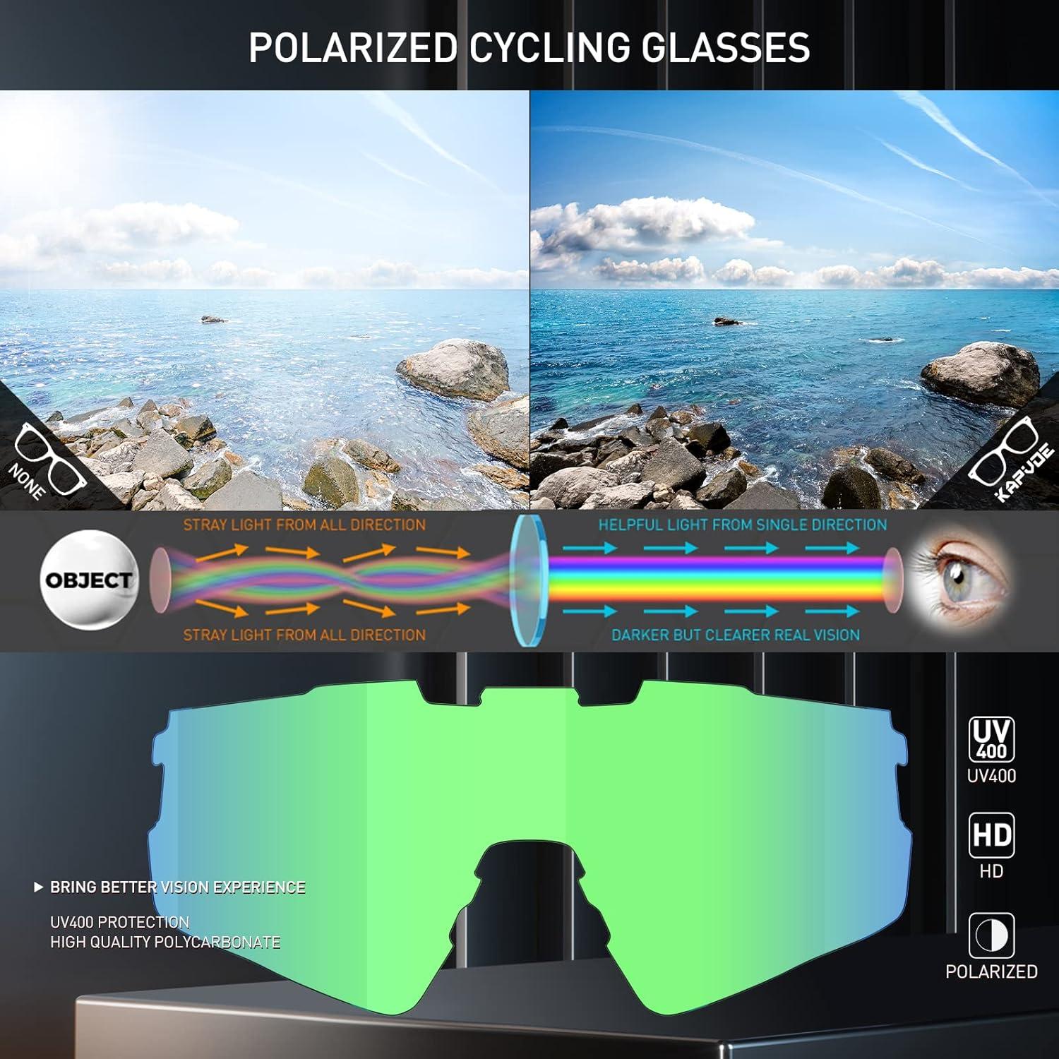 Gafas de Ciclismo KAPVOE UV400 Polarizadas Ajustables