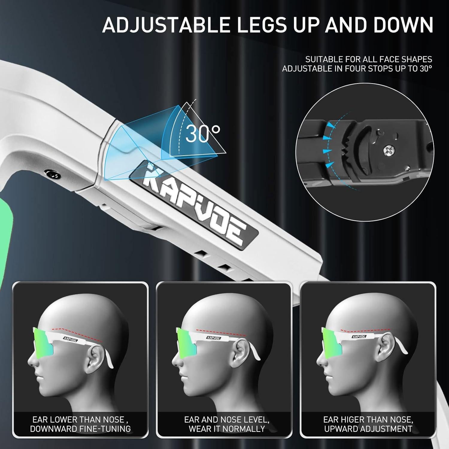 Gafas de Ciclismo KAPVOE UV400 Polarizadas Ajustables