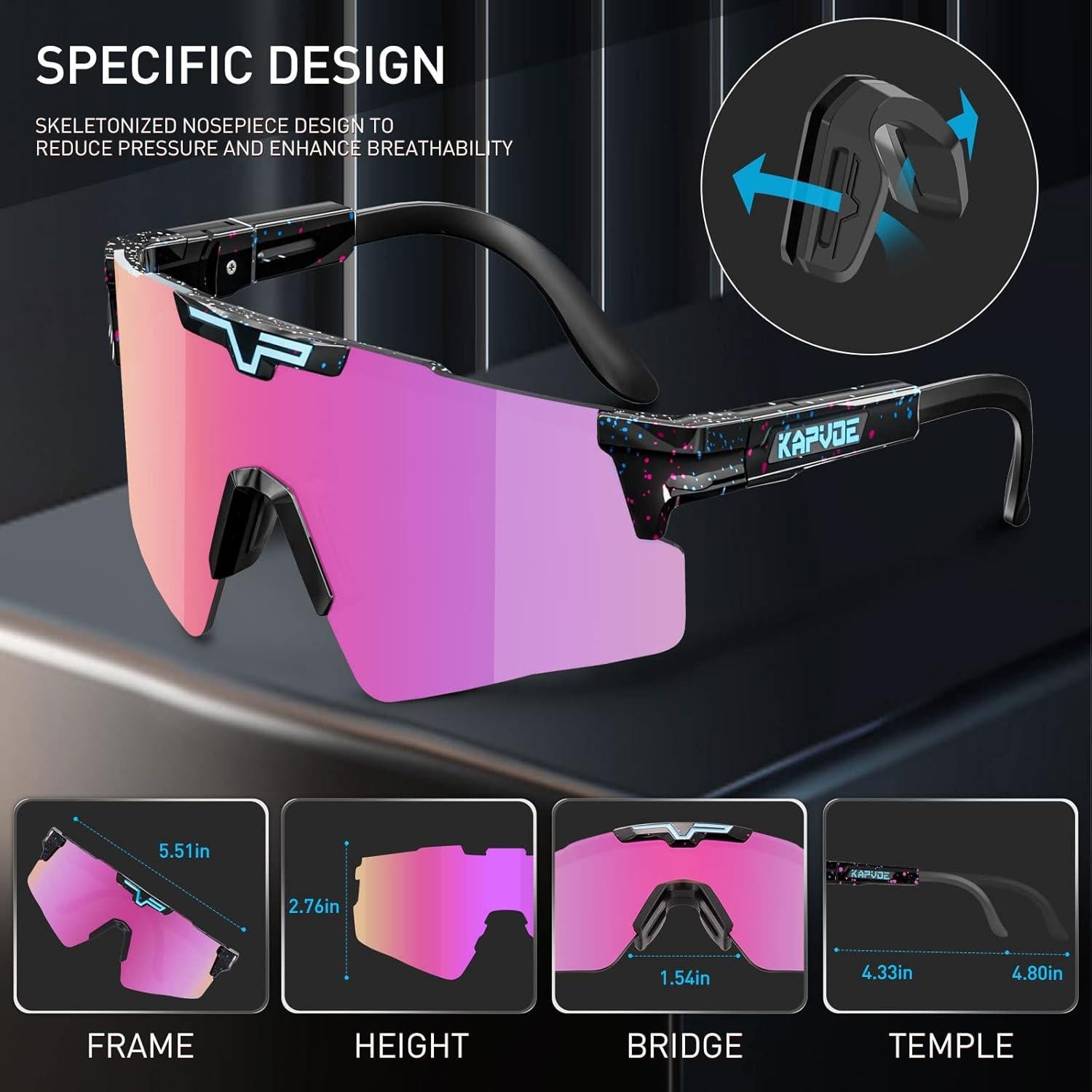 Gafas de Ciclismo KAPVOE Polarizadas UV400 Ajustables