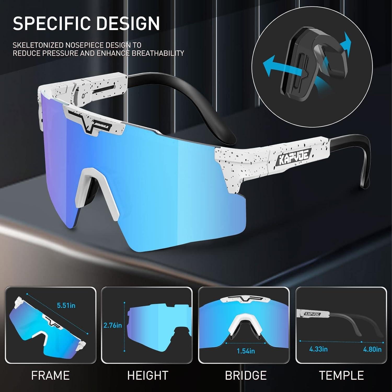 Gafas de Ciclismo KAPVOE Polarizadas UV400 Ajustables