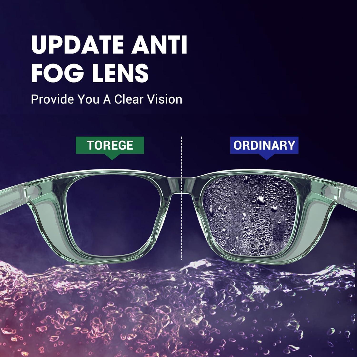 Gafas de Seguridad TOREGE Antivaho y Antiluz Azul para Hombre