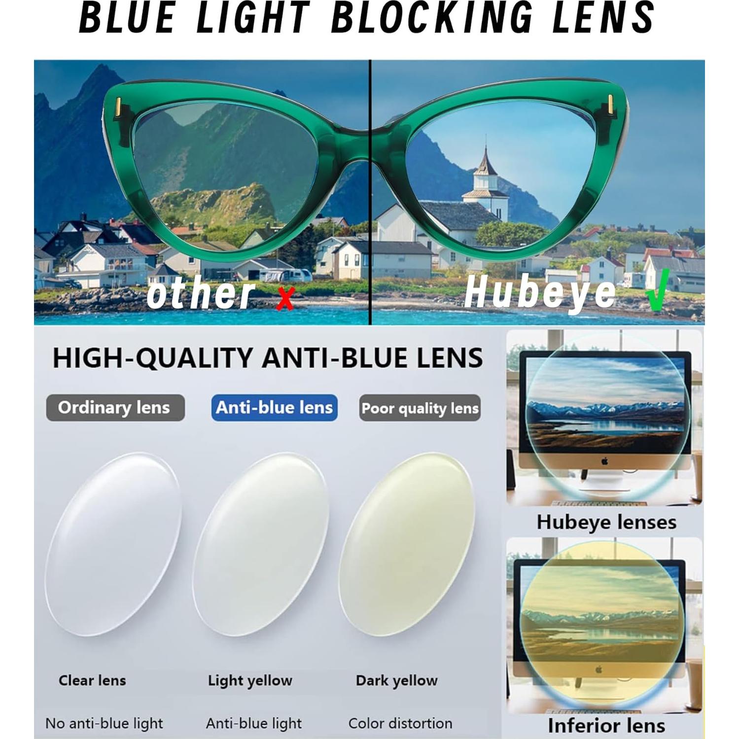 Gafas de Ojo de Gato Anti Luz Azul Hubeye para Mujeres