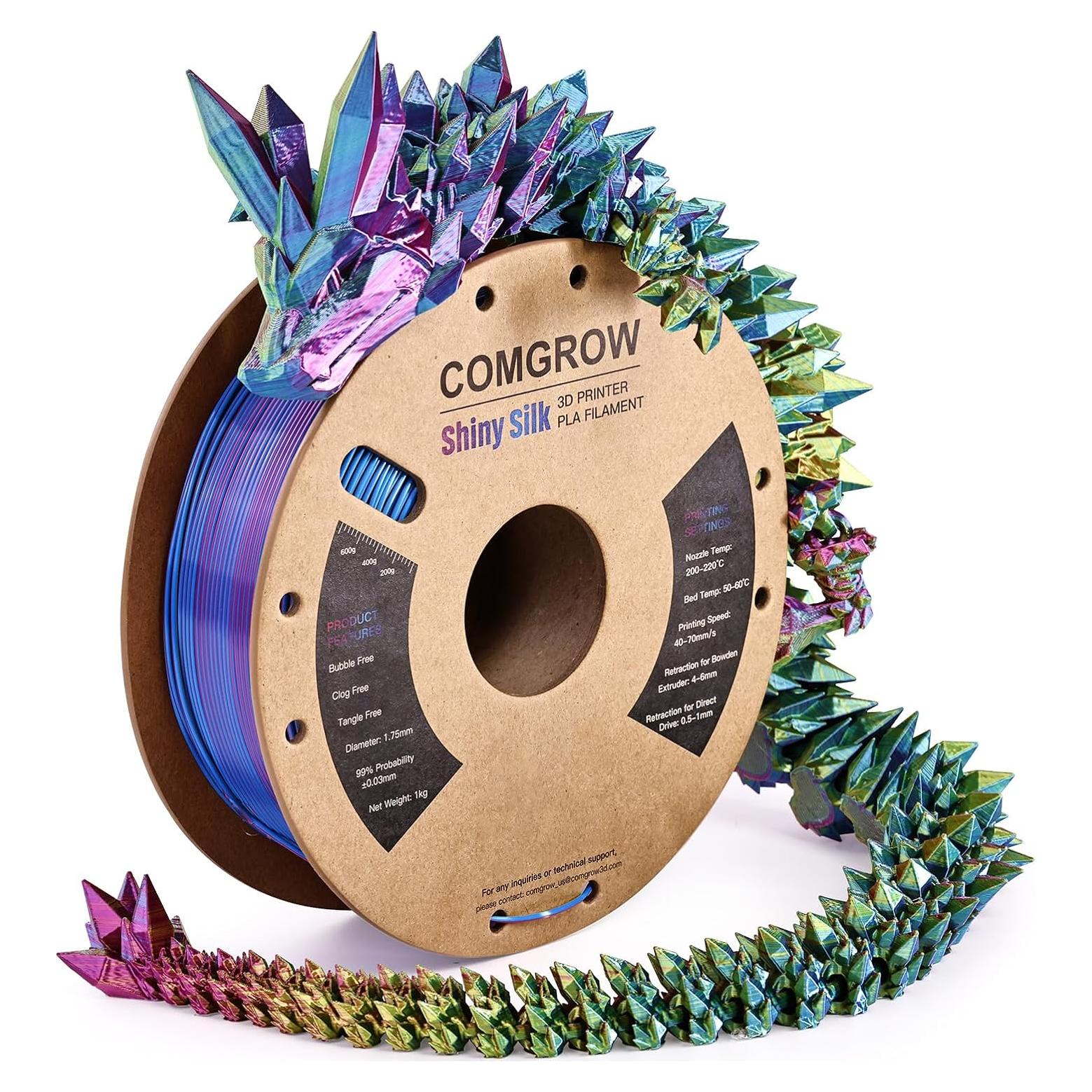 Filamento 3D Comgrow Silk PLA 1.75mm Tri-Colores 1Kg