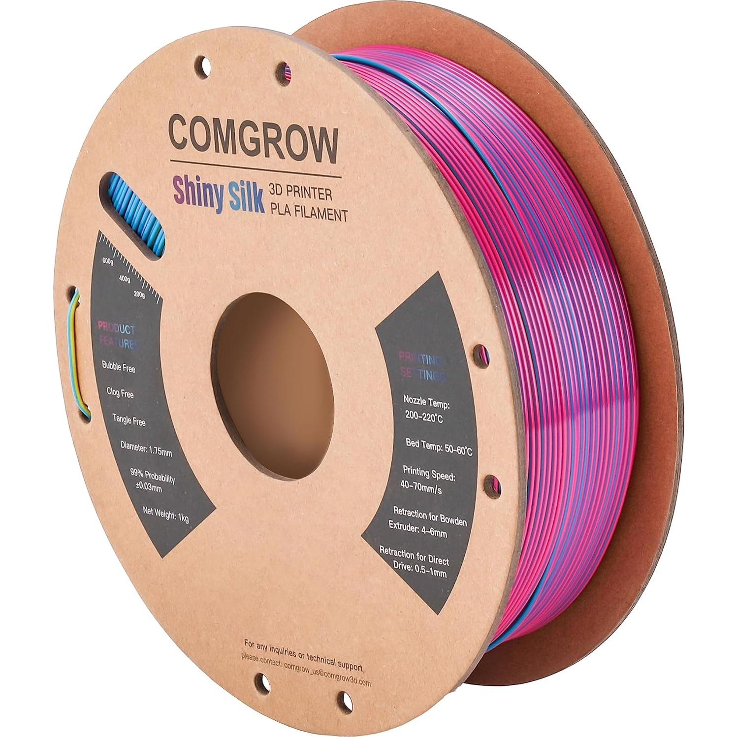 Filamento 3D Comgrow Silk PLA 1.75mm Tri-Colores 1Kg