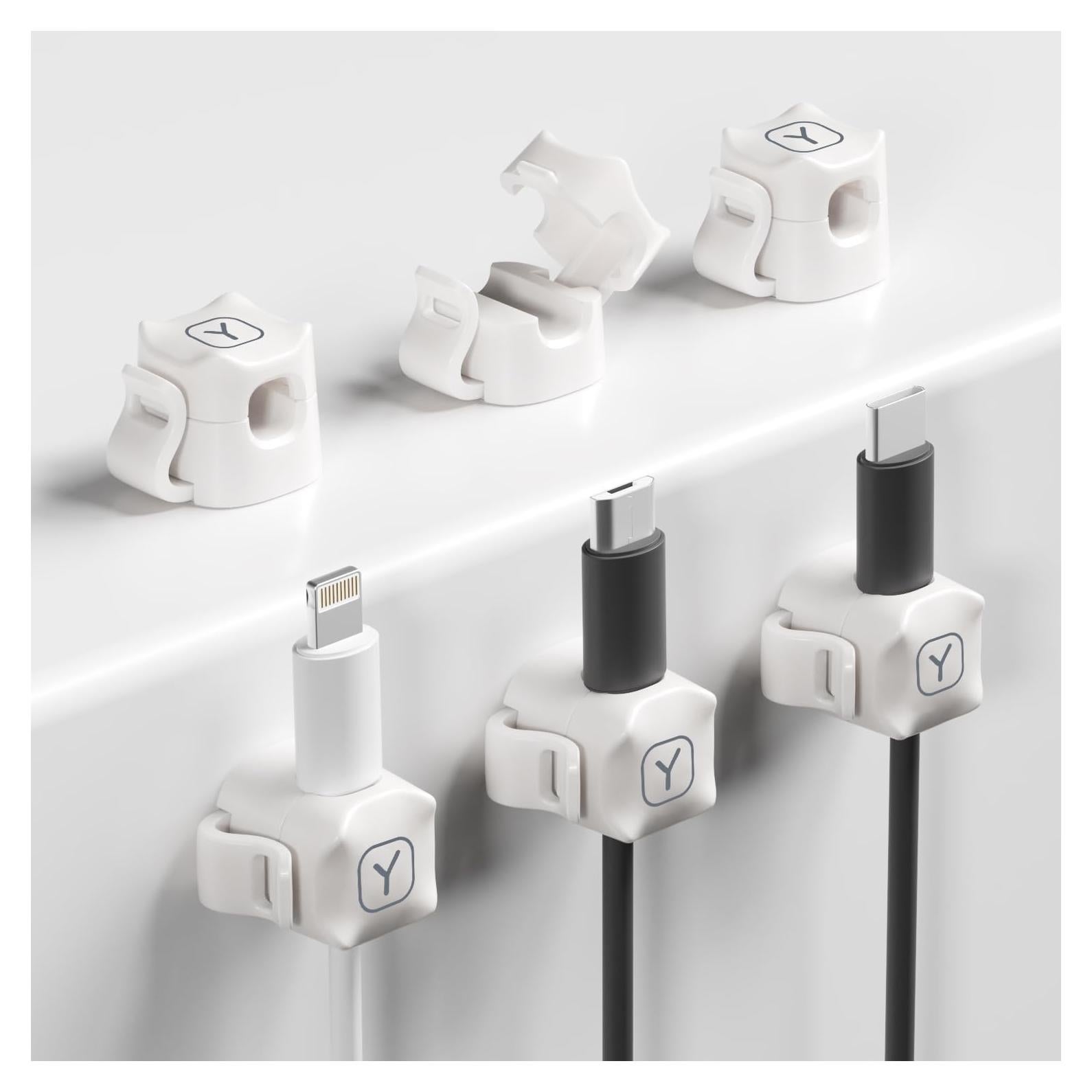 6 Clips Adhesivos para Cables Yuicolili - Organizador Blanco