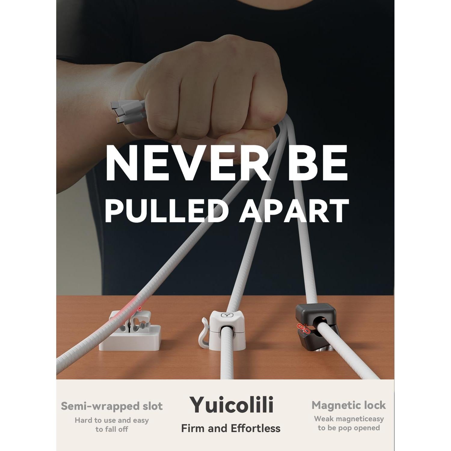 6 Clips Adhesivos para Cables Yuicolili - Organizador Blanco