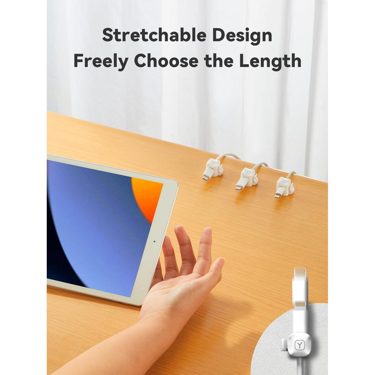 6 Clips Adhesivos para Cables Yuicolili - Organizador Blanco
