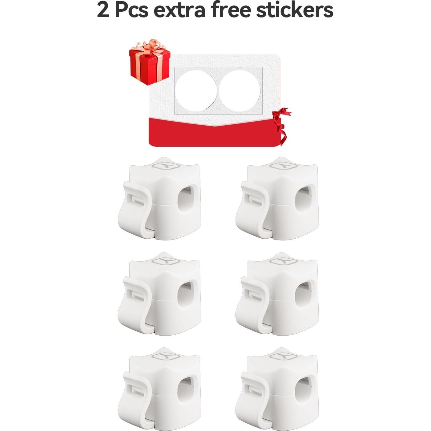 6 Clips Adhesivos para Cables Yuicolili - Organizador Blanco