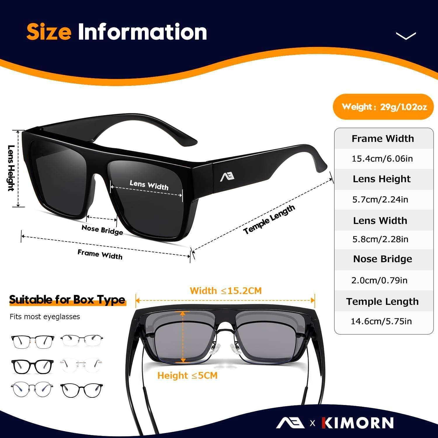 Gafas de sol KIMORN Fit Over UV400 polarizadas para hombres y mujeres