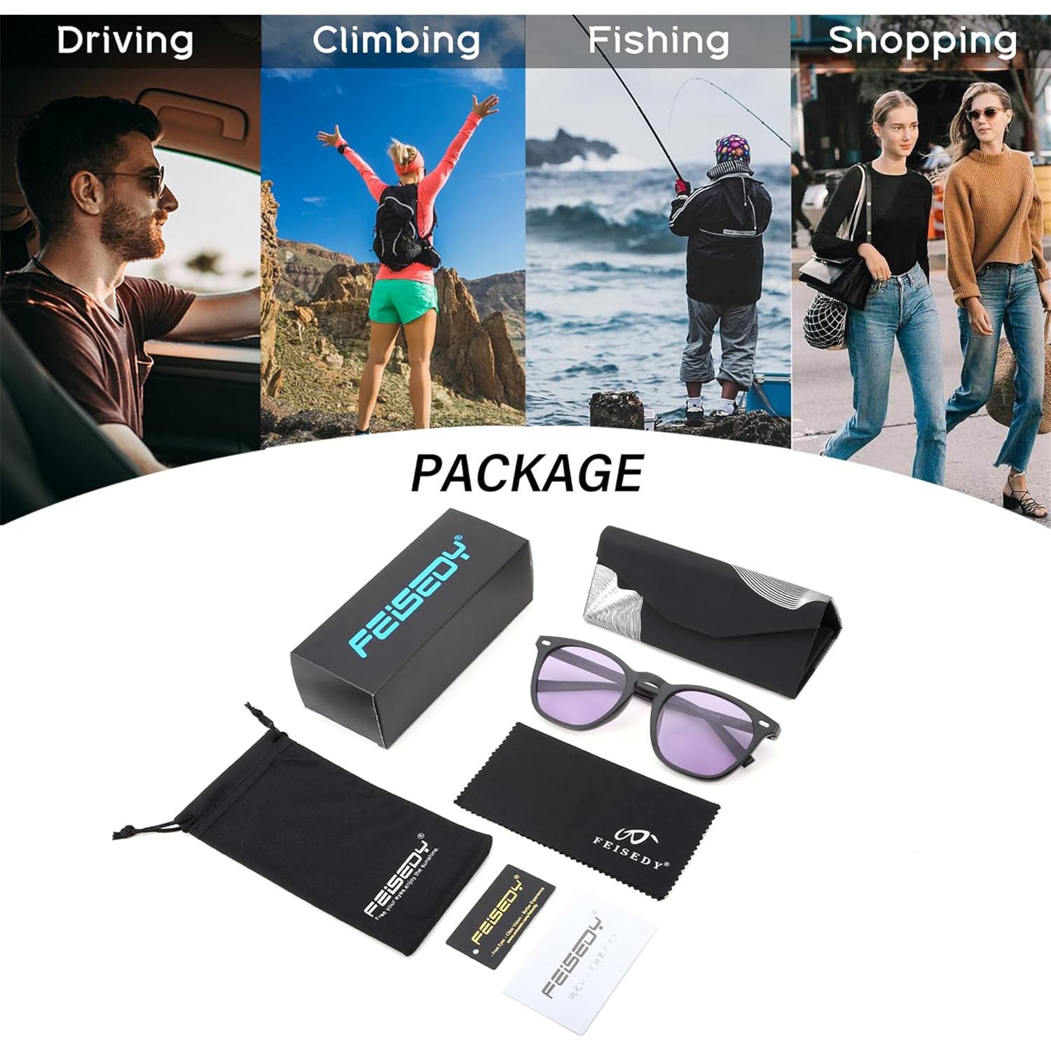 Gafas de Sol Polarizadas Fotoquímicas FEISEDY UV400 Hombres