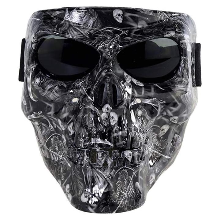 Motorbike Off-Road Riding Goggles Glasses with Skull Face Mask - for Tactical Helmet M88,MICH Motorcycle Open Face Helmet - for Spooky Decor Halloween Mask Cos Mask