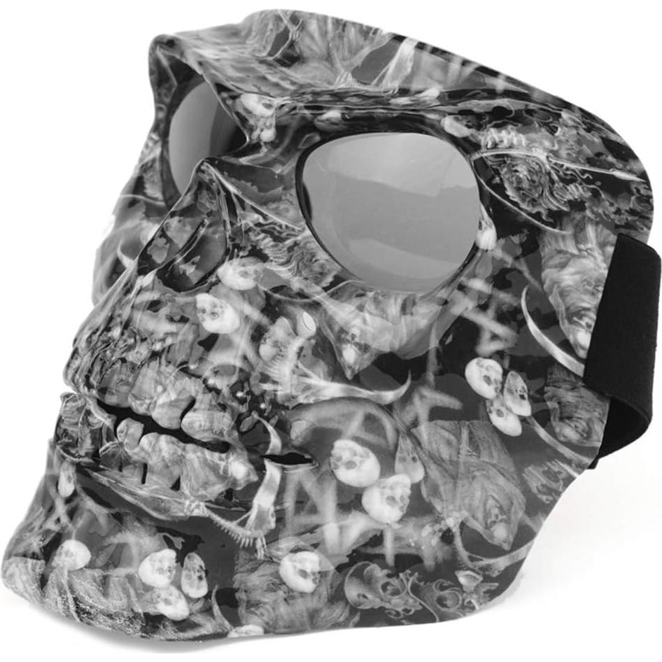 Motorbike Off-Road Riding Goggles Glasses with Skull Face Mask - for Tactical Helmet M88,MICH Motorcycle Open Face Helmet - for Spooky Decor Halloween Mask Cos Mask