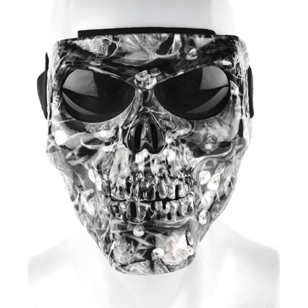 Motorbike Off-Road Riding Goggles Glasses with Skull Face Mask - for Tactical Helmet M88,MICH Motorcycle Open Face Helmet - for Spooky Decor Halloween Mask Cos Mask