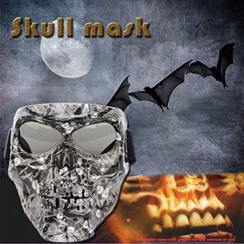 Motorbike Off-Road Riding Goggles Glasses with Skull Face Mask - for Tactical Helmet M88,MICH Motorcycle Open Face Helmet - for Spooky Decor Halloween Mask Cos Mask