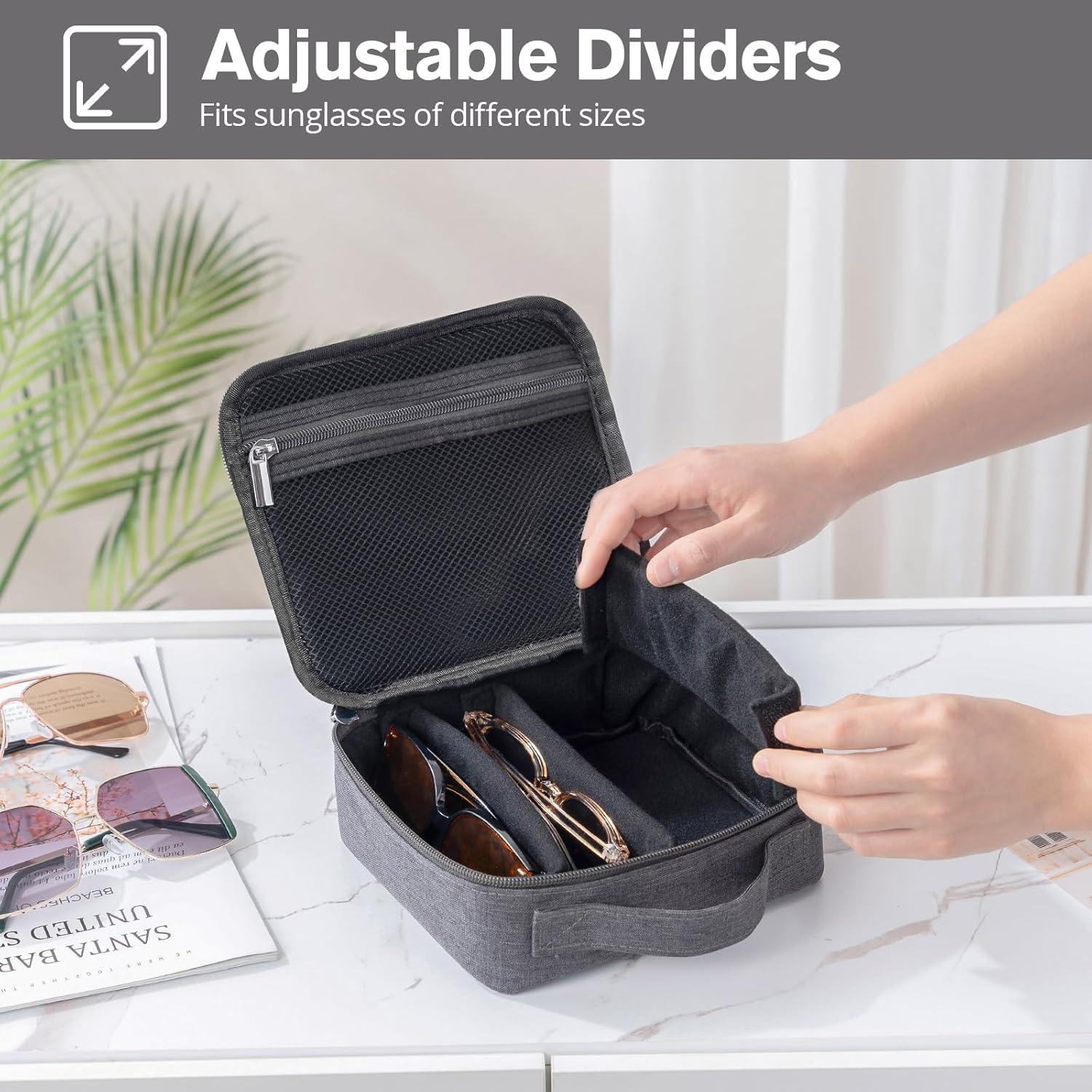 Estuche Organizador de Gafas de Sol Lolalet - 4 Ranuras, Gris Oscuro