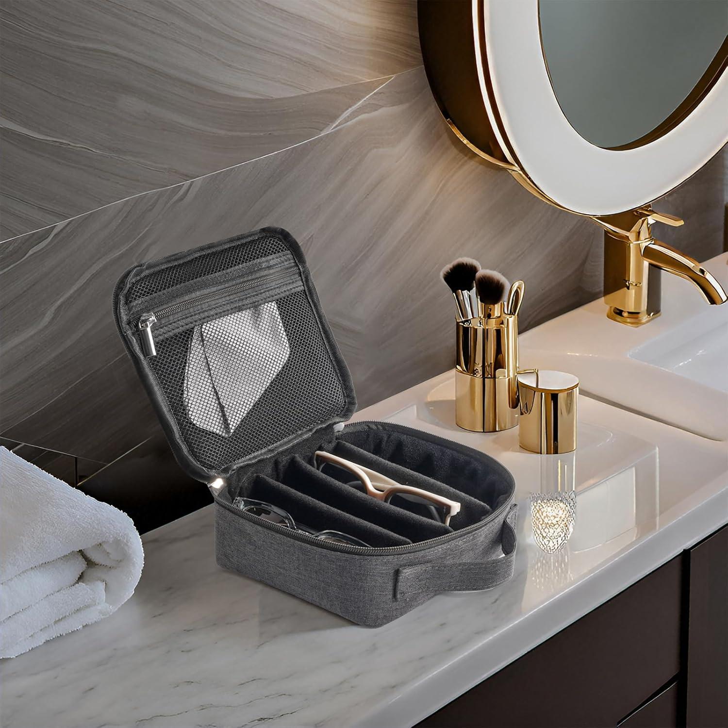 Estuche Organizador de Gafas de Sol Lolalet - 4 Ranuras, Gris Oscuro