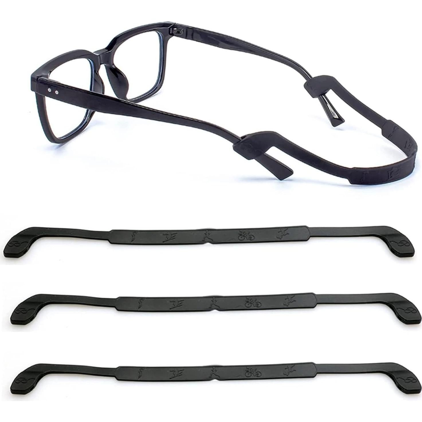 Correa para Gafas Silicona Negra 4 Pcs Ajustable Elástica