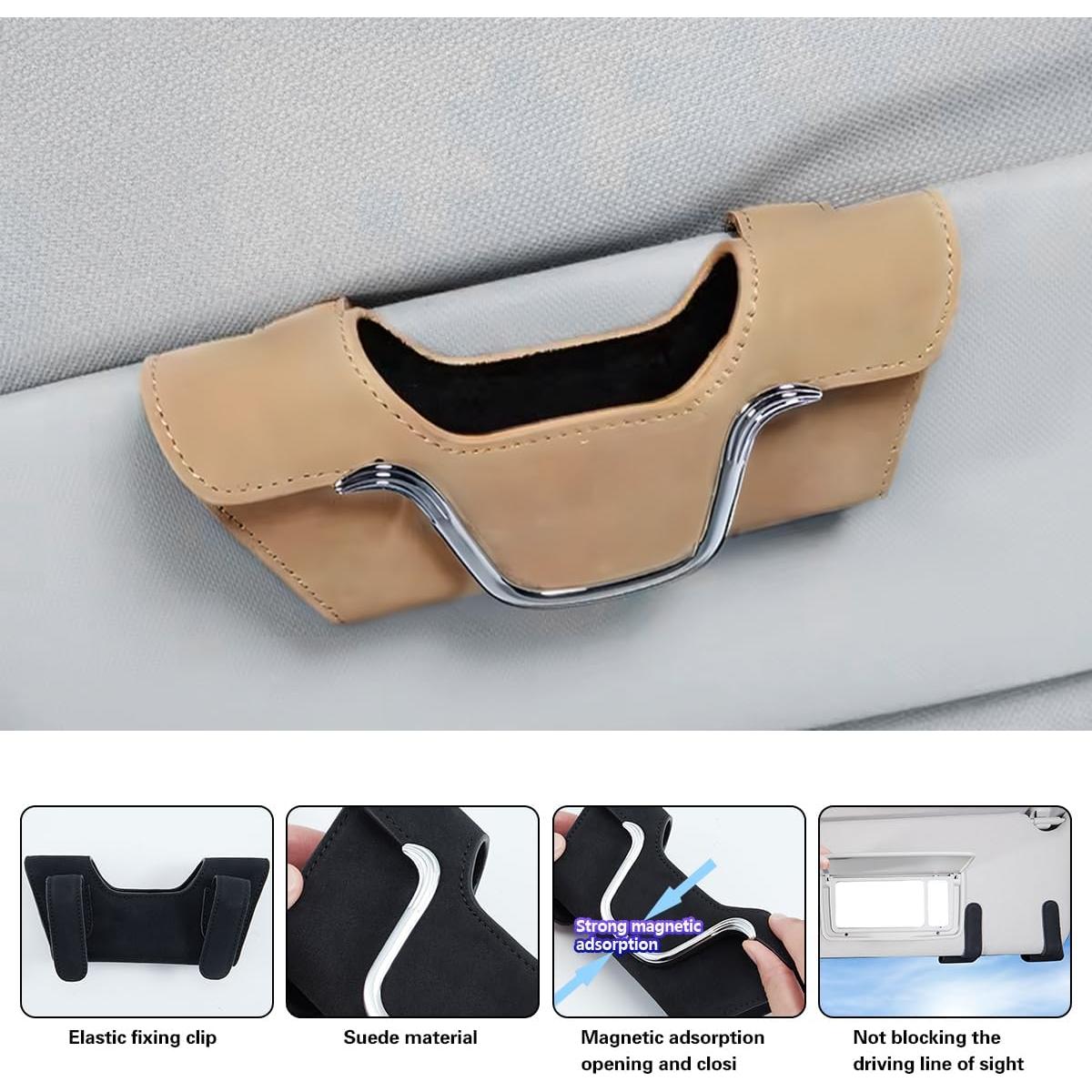 Soporte de Gafas de Sol KHGUZ Magnético Beige para Auto