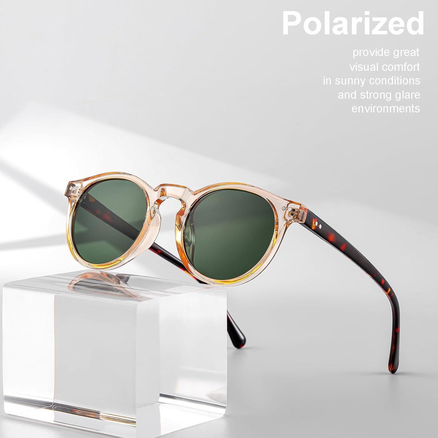 Gleyemor Gafas de Sol Polarizadas Redondas UV400 Unisex