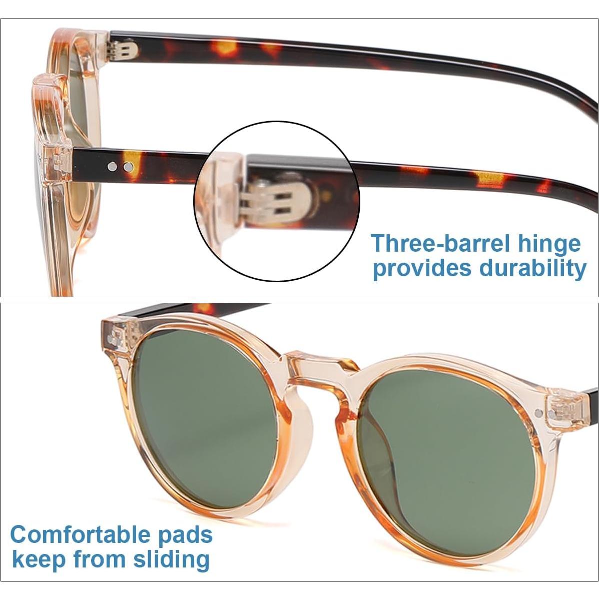 Gleyemor Gafas de Sol Polarizadas Redondas UV400 Unisex