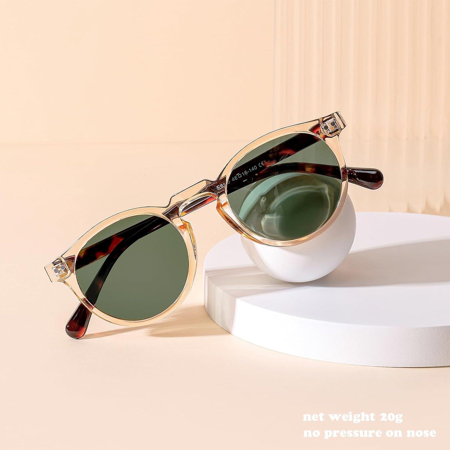 Gleyemor Gafas de Sol Polarizadas Redondas UV400 Unisex