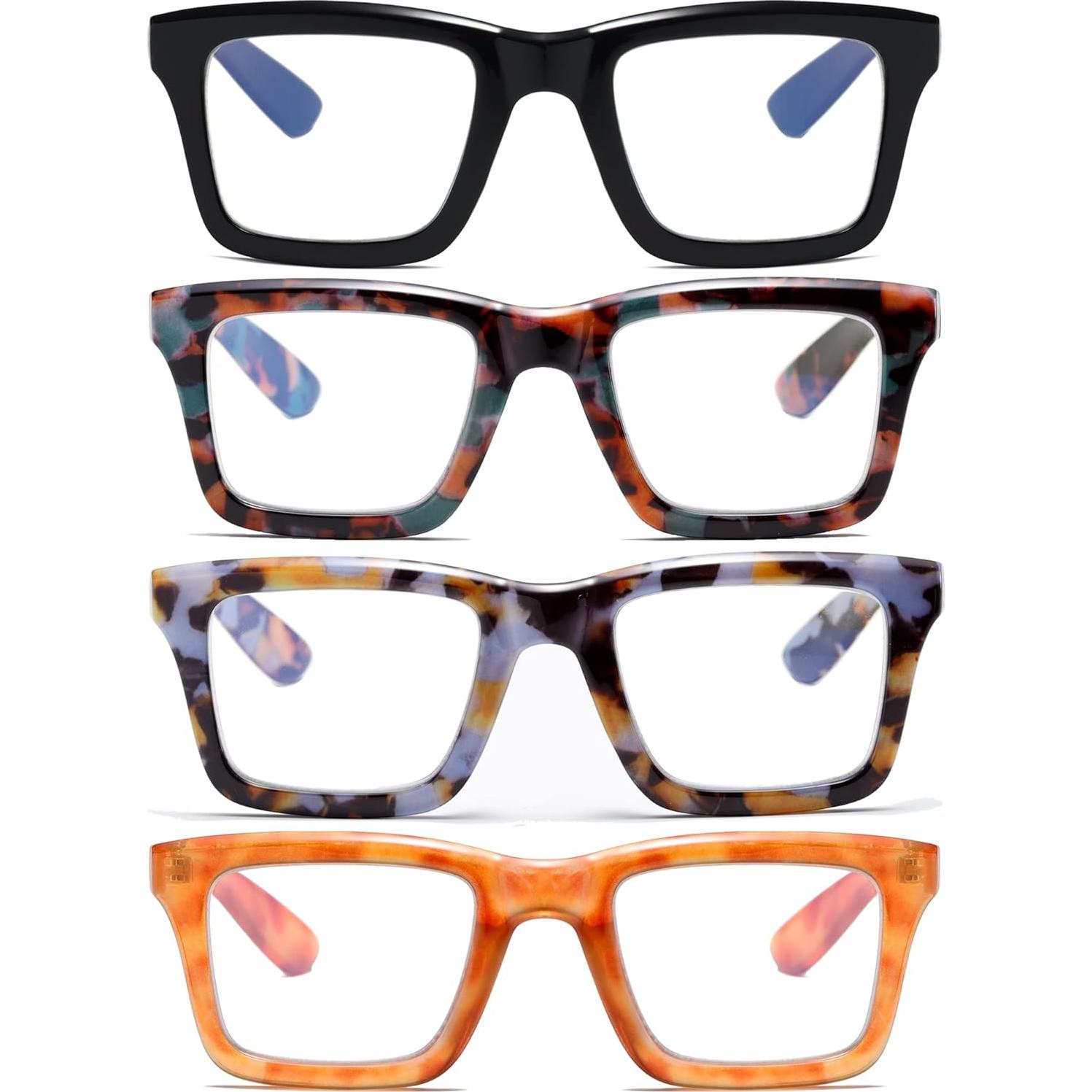 Paquete de 4 Gafas de Lectura ZXYOO Cuadradas Anti Luz Azul