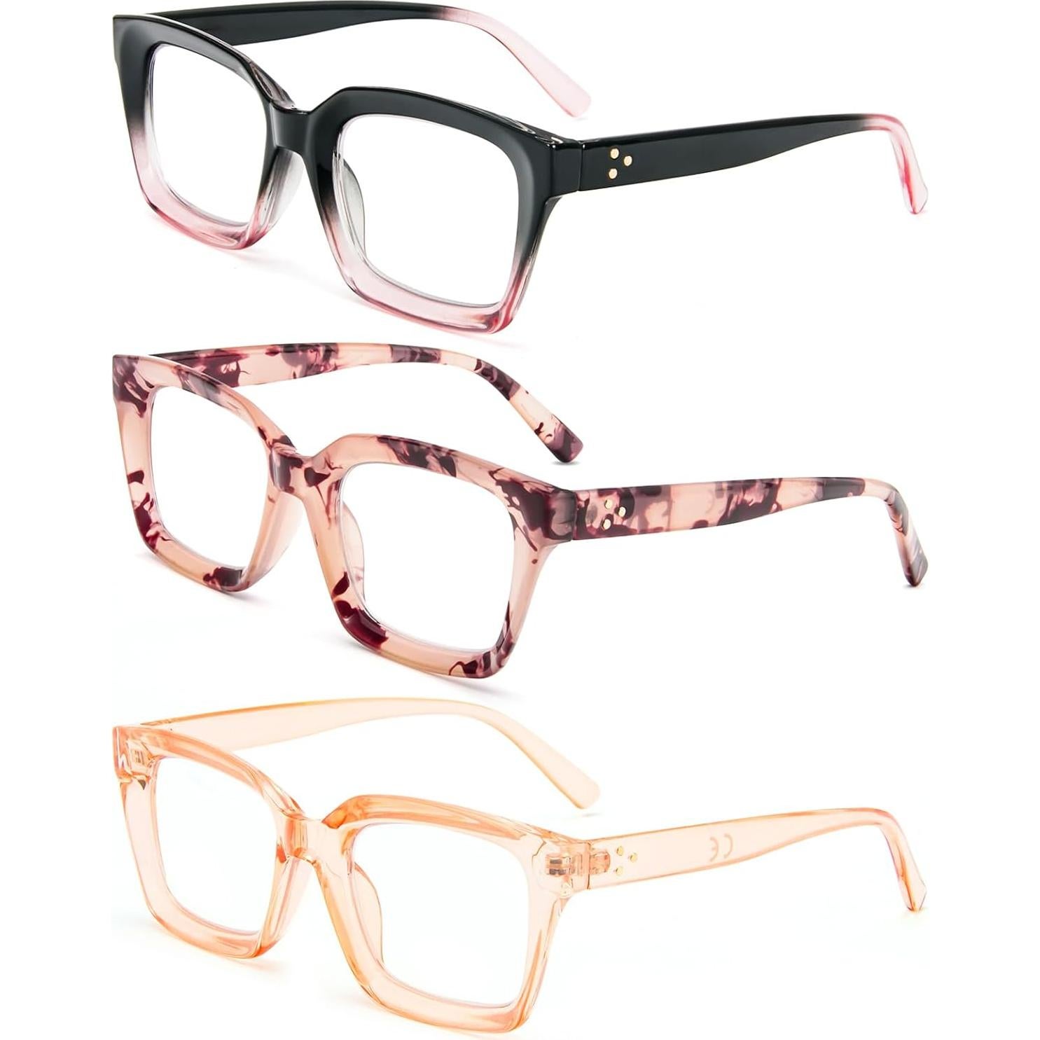 Gafas de Lectura REAVEE 3 Paquete Bloqueo Luz Azul 1.5x