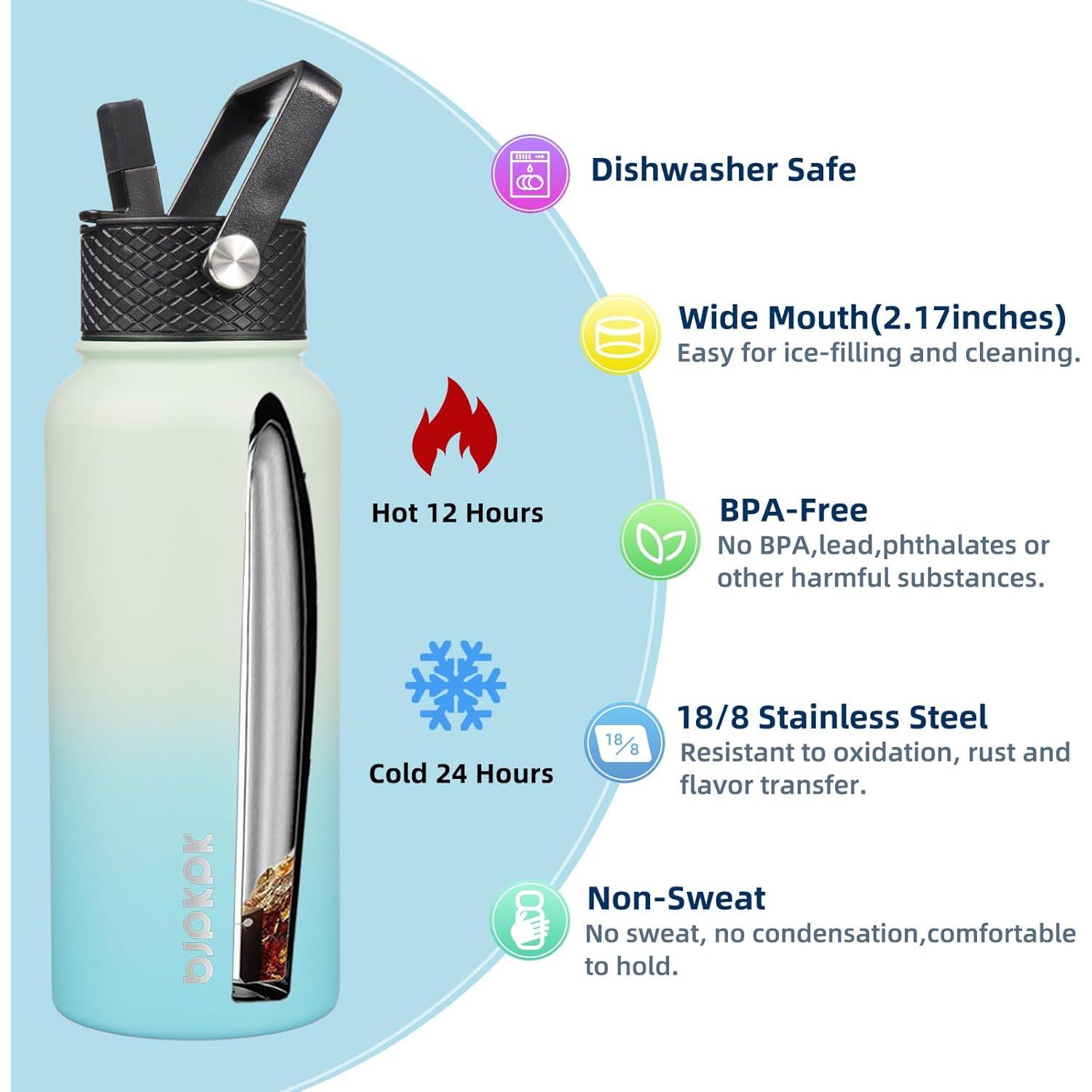 Botellas de Agua Aisladas BJPKPK 32oz Acero Inoxidable