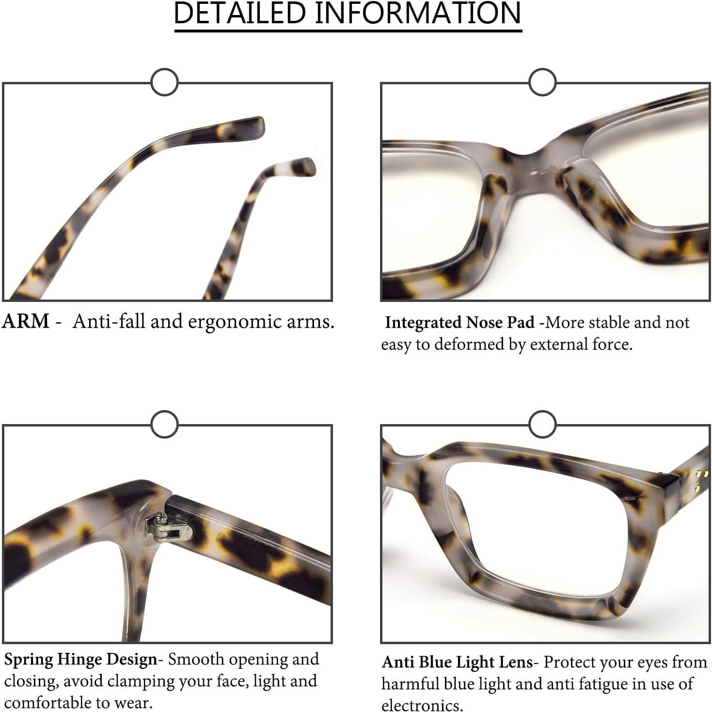 Gafas de Lectura REAVEE 2 Pack Estilo Retro 3.0x Bloqueo Luz Azul