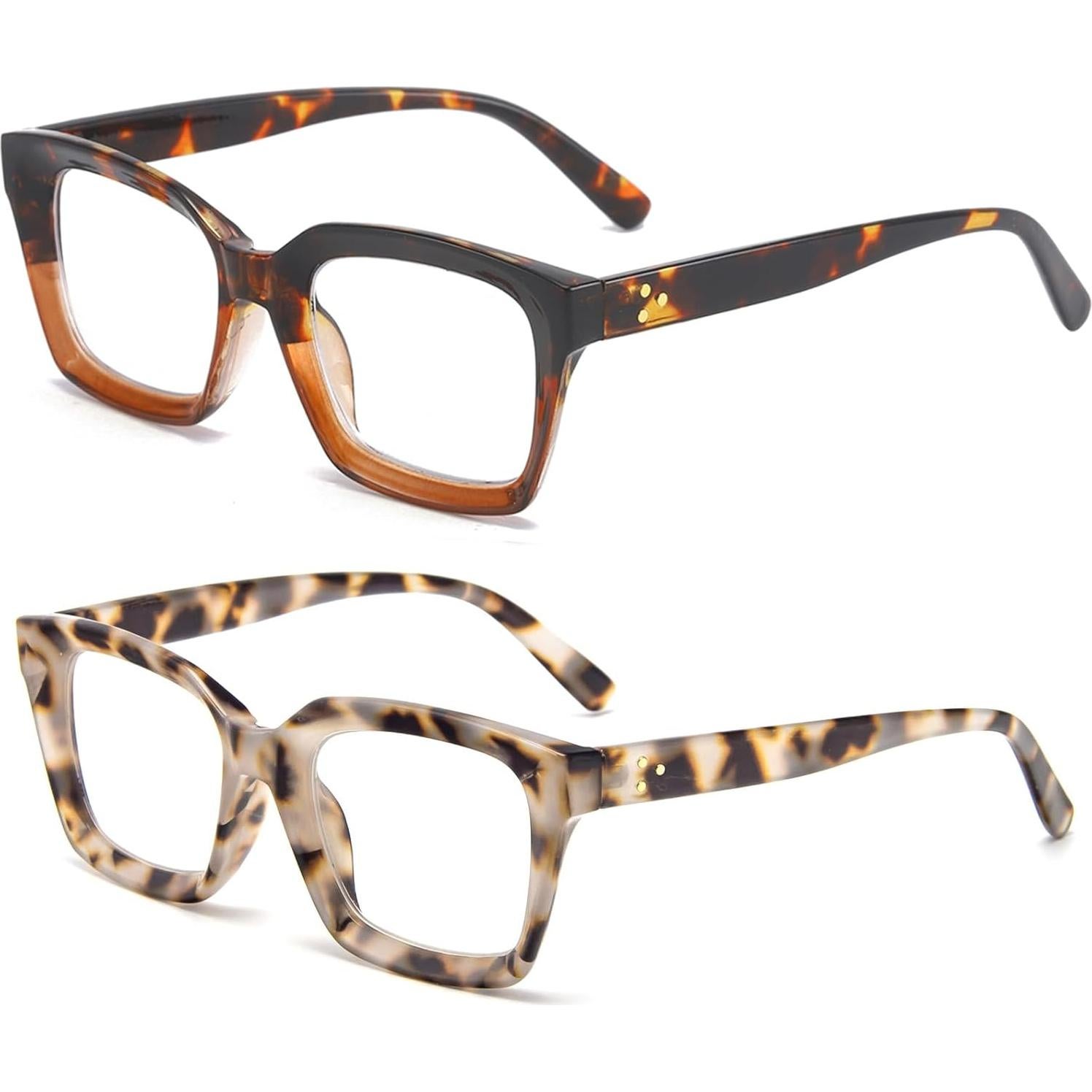 Gafas de Lectura REAVEE 2 Pack Estilo Retro Bloqueo Luz Azul